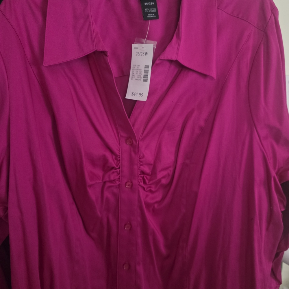 3 Lane Bryant Women's blouse with rausching around the Bust. All 3 blouses.